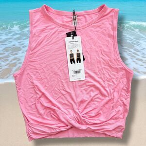 NWT Alo Yoga Cover Tank Twist Front Soft Cropped Sleeveless Athletic Pink Top S